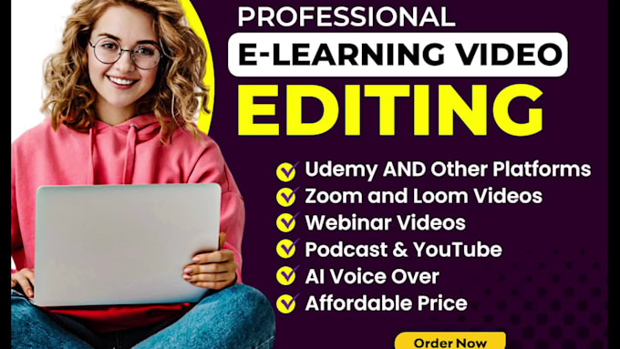 do zoom video editing, webinar, loom, elearning or online course videos
