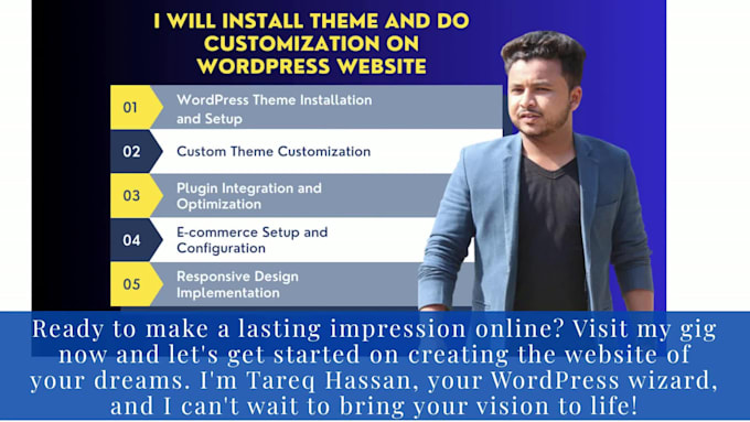 install theme and do customization on wordpress website