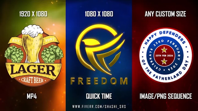 do 3d spinning rotating logo animation transparent loop HD