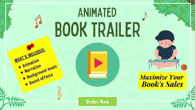 I will create childrens book animated trailer