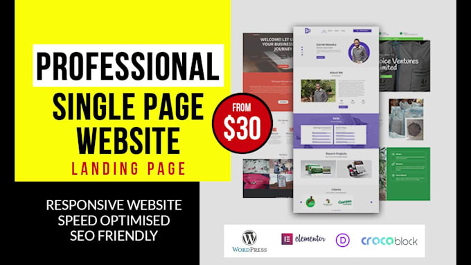 create amazing single page wordpress website, landing page