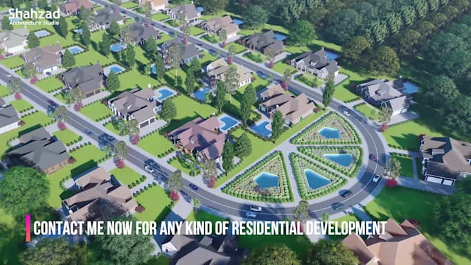 render animate masterplan, 3d site urban plan subdivision, residential community
