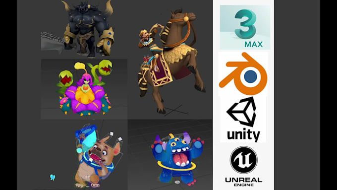 do 3d rigging and manual  animation for unity or unreal in blender or 3ds max