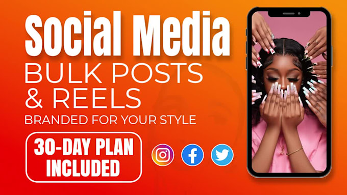 design bulk branded posts and reels facebook instagram 30 day content strategy