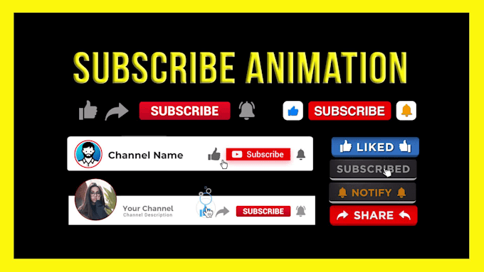 Create 3d youtube subscribe like and bell animation for your channel by ...