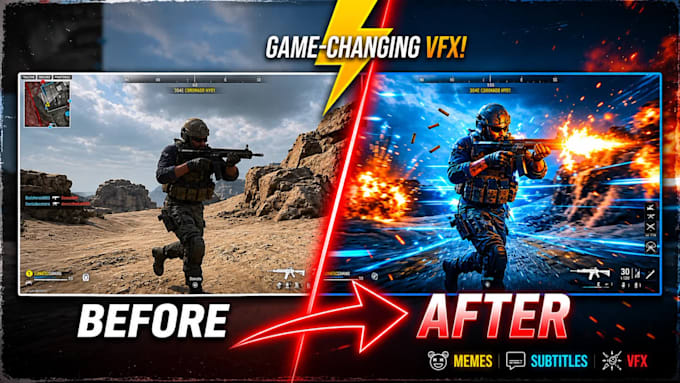 do funny gaming video editing and montages with cool vfx