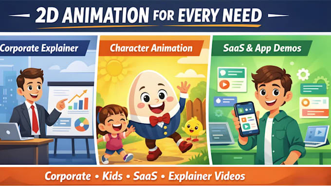 2d explainer video animation for saas, business and ads