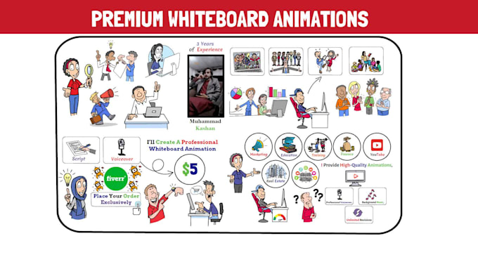 make a custom whiteboard animation explainer doodle video