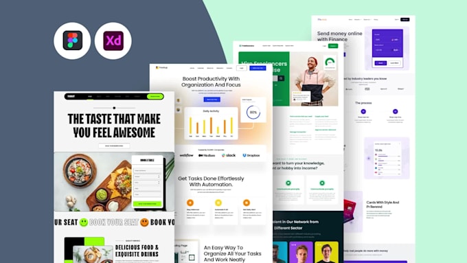 Do figma website design or web ui ux mockup in psd, adobe xd, landing ...