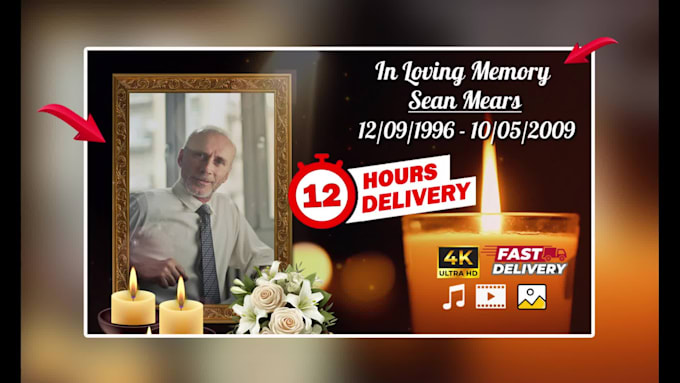 create funeral slideshow and memorial video in 12 hours