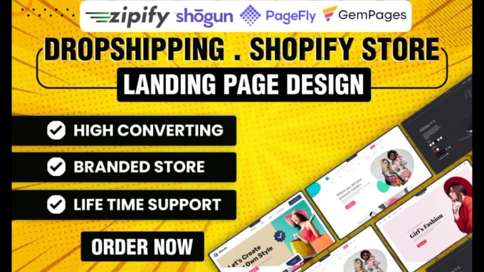 I will create shopify ecommerce website, landing page with pagefly, gempages, shogun