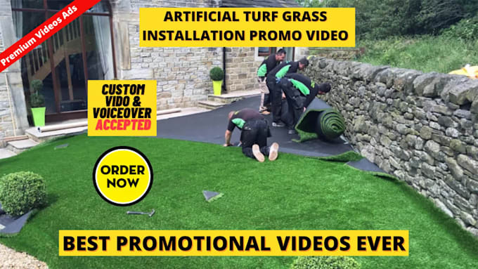 make artificial turf installation or lawn care premium video