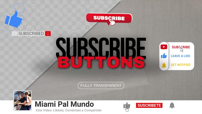 create animated youtube subscribe buttons, like and bell activation
