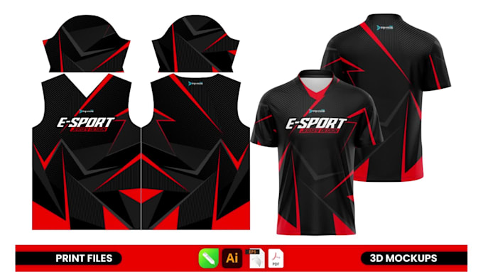 make a gaming jersey design for sublimation