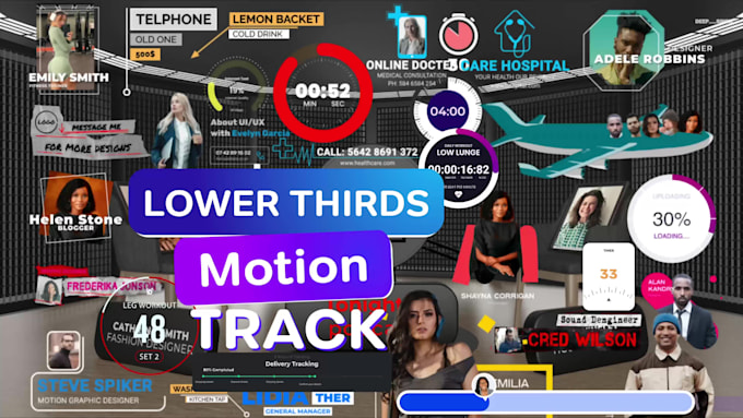do countdown timers, podcast lower thirds, real estate motion track infographics