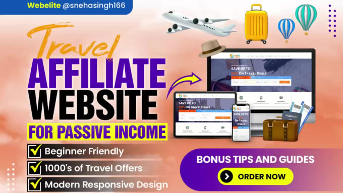 Hot Deals! I will build premium travel affiliate website for passive income