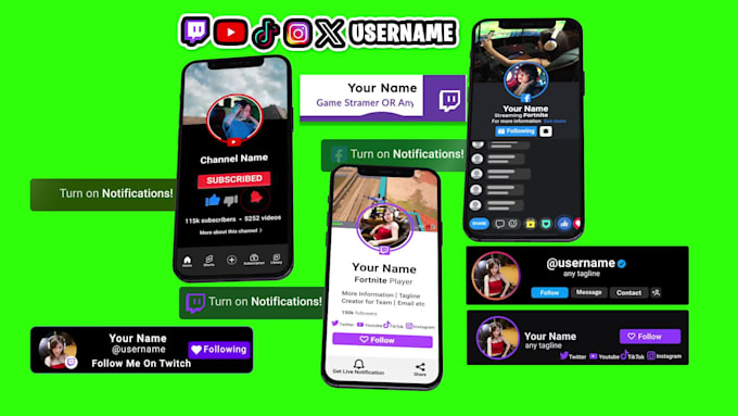 create social media streaming lower thirds