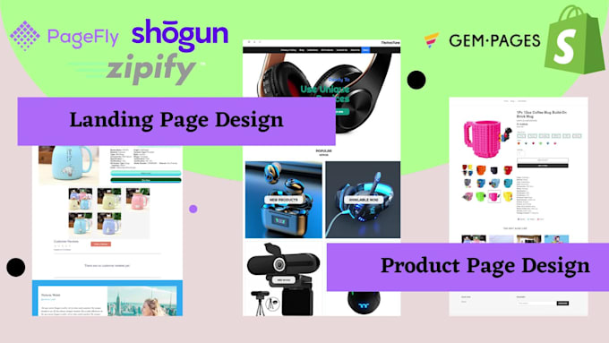 design responsive ecommerce website with shopify,pagefly,shogun,gempages