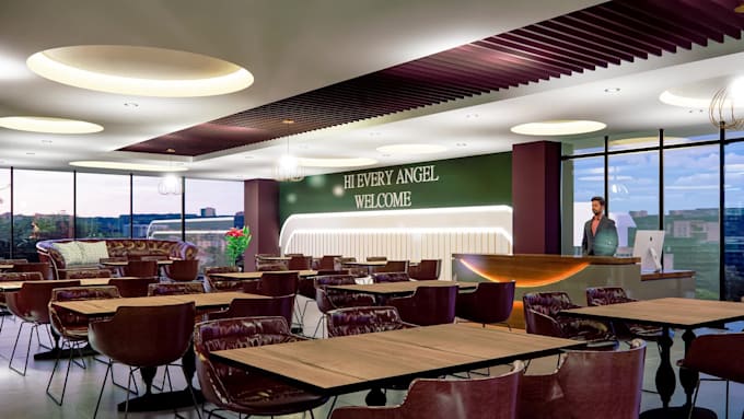 create photorealistic 3d restaurant or cafe interior design and rendering