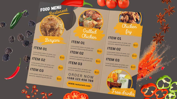 do restaurant menu design, food menu and food flyer design