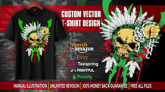 create custom t shirt design and vector illustration for merchandise