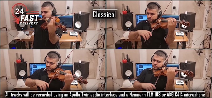 record HQ violin and viola or strings tracks in 24 hours