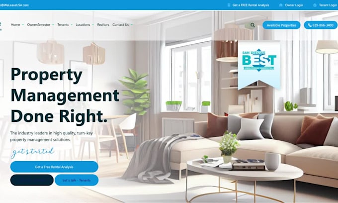 design property management website, vacation rental website real estate website
