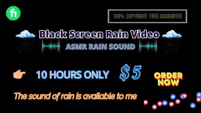 create 10 hours black screen rain and thunder rain video