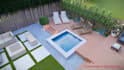 design your pool, backyard, garden, landscape 3d rendering with existing yard