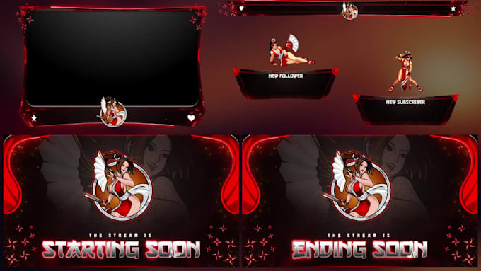 do animated stream overlay, logo, kick or twitch stream package