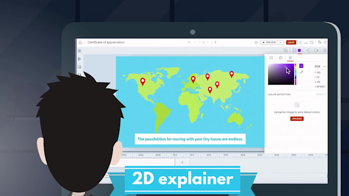 create a 2d animated explainer video for startups with voice over