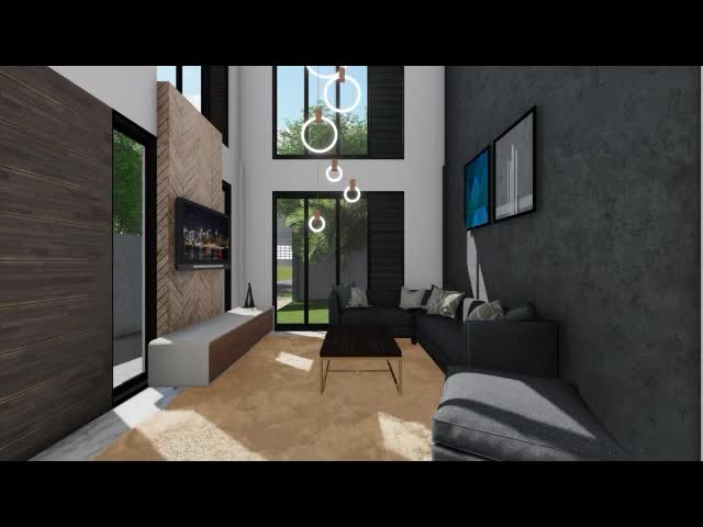 modern house interior design, 3d model and render