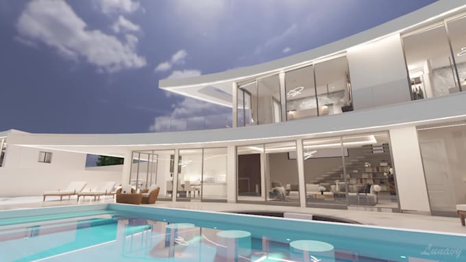 create architectural 3d exterior model realistic renders