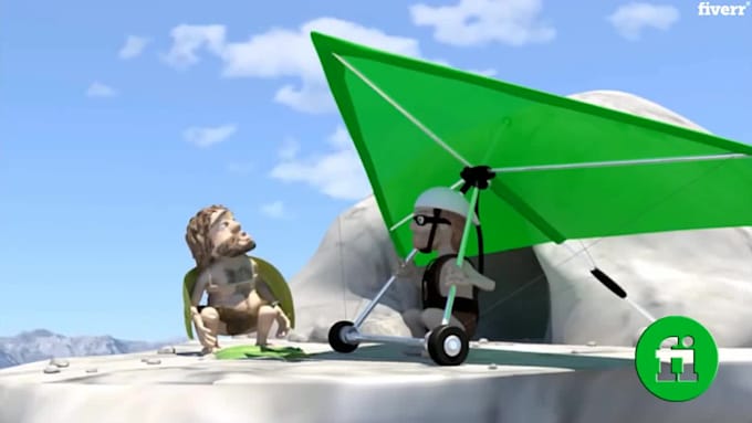 make funny caveman video with  logo and text