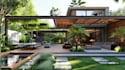 design landscape, backyard, pergola, patio with realistic rendering