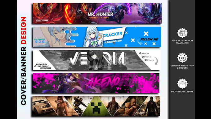 Design a custom anime,gaming banner for youtube,facebook,twitter etc by ...