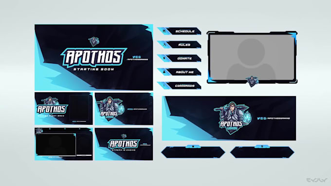 design a animated twitch overlay stream package and more