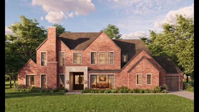 create 3d model, realistic render exterior elevation and interior of your house