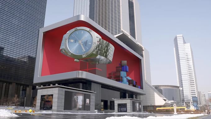 create 3d billboard animation, corner screen billboard, anamorphic billboard