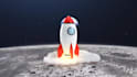 make 3d rocket launch on the moon logo reveal