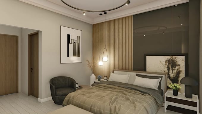 do luxury bedroom interior design with realistic 3d renderings