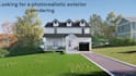 create photorealistic exterior rendering, backyard, porch