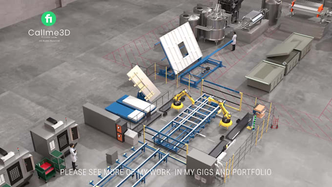 create realistic 3d industrial machinery models and functional animation
