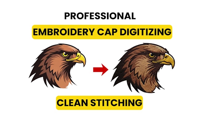 digitize logo for cap and hat embroidery with clean stitching