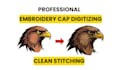 digitize logo for cap and hat embroidery with clean stitching