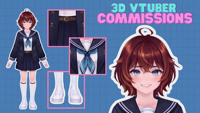 create 3d character model for 3d vtuber, vrchat, rigging, anime and 3d vroid