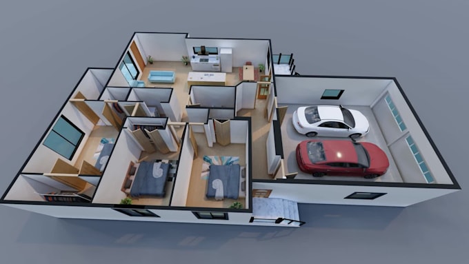 do 3d floor plan 3d modeling and rendering by an architect
