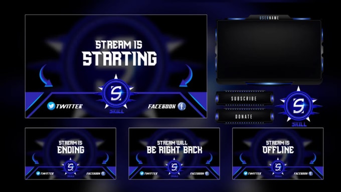 Hire a freelancer to design custom animated twitch overlay, screen, alerts and full stream package