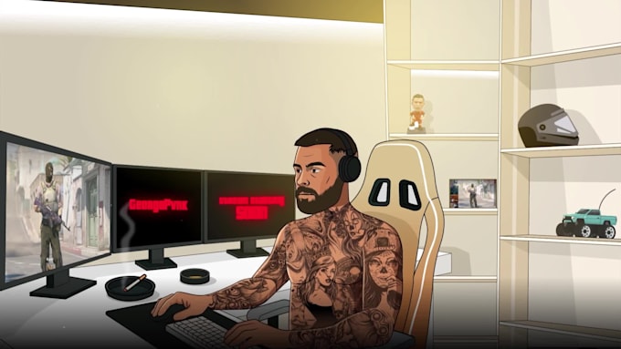 Design animated twitch brb, starting soon, offline screen by