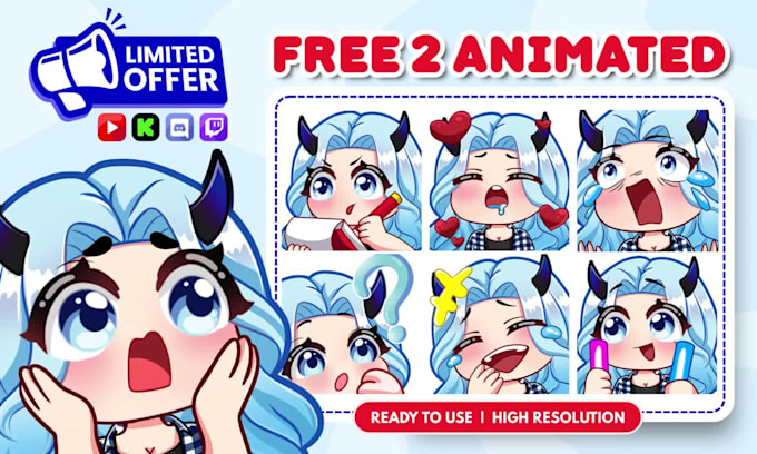 custom twitch emotes animated emotes chibi emotes sub badges for vtuber